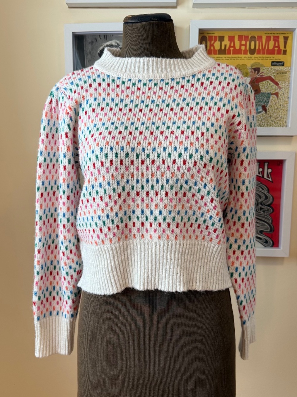 CONFETTI SPECKLE CROPPED KNIT SWEATER • COZY GRANDMACORE FAIRYCORE PASTEL JUMPER